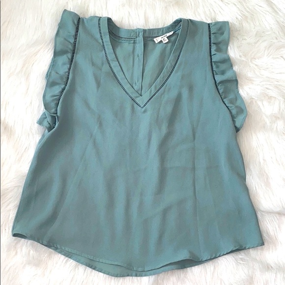 Dune Cotton Ruffle Sleeve Shirt - Sage Green